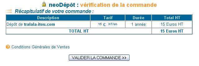 vérification de la commande